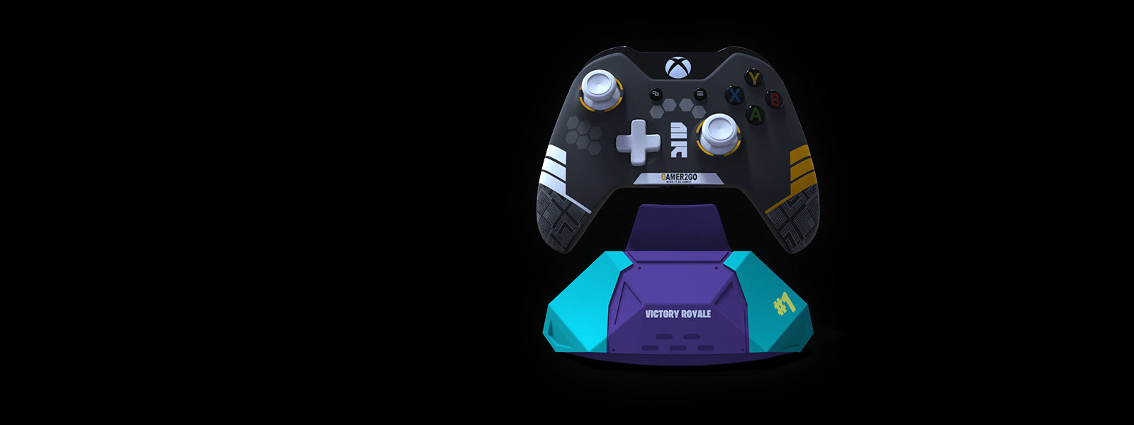Custom Xbox One controller on a GAMER2GO controller stand
